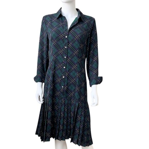 UNTUCKit Dresses & Skirts - UNTUCKit Janice Plaid Shirt Dress Pleated Button Front Preppy Size 4